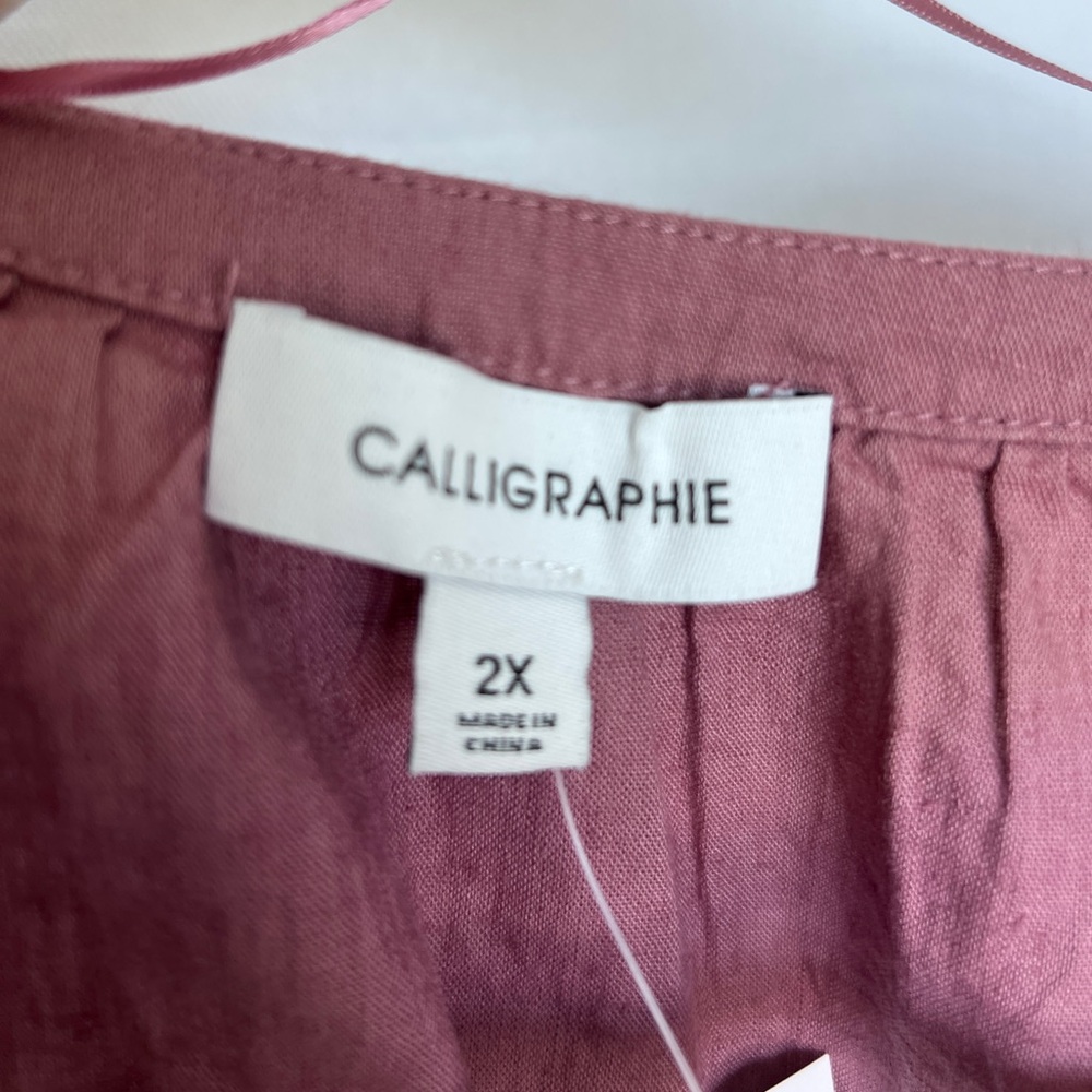 Women's Mauve Linen Blouse NWT 2X - Picture 4 of 7
